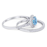 Two Piece Round Natural Stone Bridal Ring
