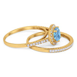 Two Piece Round Natural Stone Bridal Ring