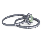 Two Piece Round Natural Stone Bridal Ring