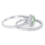 Two Piece Round Natural Stone Bridal Ring