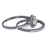 Two Piece Round Natural Stone Bridal Ring