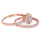 Two Piece Round Natural Stone Bridal Ring