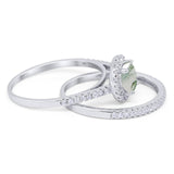 Two Piece Round Natural Stone Bridal Ring