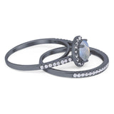 Two Piece Round Natural Stone Bridal Ring