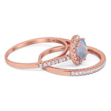 Two Piece Round Natural Stone Bridal Ring