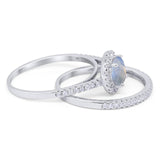 Two Piece Round Natural Stone Bridal Ring