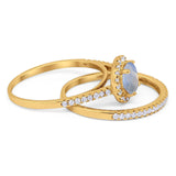 Two Piece Round Natural Stone Bridal Ring