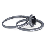 Two Piece Round Natural Stone Bridal Ring
