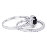 Two Piece Round Natural Stone Bridal Ring