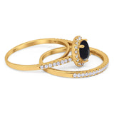 Two Piece Round Natural Stone Bridal Ring