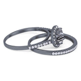 Two Piece Round Natural Stone Bridal Ring