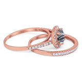 Two Piece Round Natural Stone Bridal Ring
