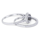 Two Piece Round Natural Stone Bridal Ring