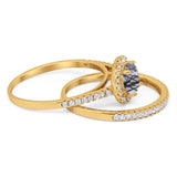 Two Piece Round Natural Stone Bridal Ring
