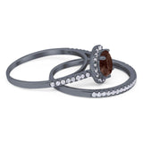Two Piece Round Natural Stone Bridal Ring