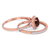 Two Piece Round Natural Stone Bridal Ring