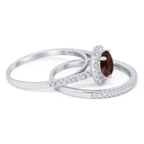 Two Piece Round Natural Stone Bridal Ring