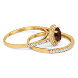 Two Piece Round Natural Stone Bridal Ring