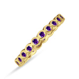 Minimalist 3mm Full Eternity Band Bezel Set Amethyst CZ 925 Sterling Silver