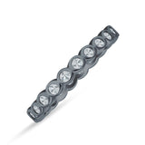 Minimalist 3mm Full Eternity Band Bezel Set Cubic Zirconia 925 Sterling Silver