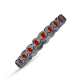 Minimalist 3mm Full Eternity Band Bezel Set Garnet CZ 925 Sterling Silver