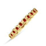 Minimalist 3mm Full Eternity Band Bezel Set Garnet CZ 925 Sterling Silver