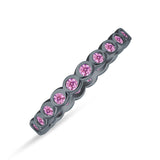 Minimalist 3mm Full Eternity Band Bezel Set Pink CZ 925 Sterling Silver