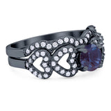 Two Piece Round Natural Stone Art Deco Ring