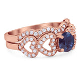 Two Piece Round Natural Stone Art Deco Ring