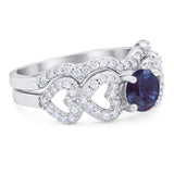 Two Piece Round Natural Stone Art Deco Ring