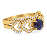 Two Piece Round Natural Stone Art Deco Ring