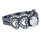 Two Piece Round Natural Stone Art Deco Ring