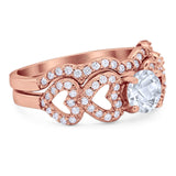 Two Piece Round Natural Stone Art Deco Ring