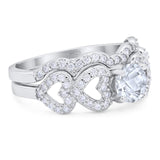 Two Piece Round Natural Stone Art Deco Ring