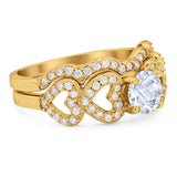 Two Piece Round Natural Stone Art Deco Ring