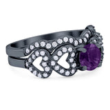 Two Piece Round Natural Stone Art Deco Ring