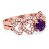 Two Piece Round Natural Stone Art Deco Ring