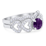 Two Piece Round Natural Stone Art Deco Ring