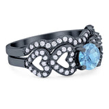 Two Piece Round Natural Stone Art Deco Ring