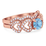 Two Piece Round Natural Stone Art Deco Ring