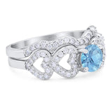 Two Piece Round Natural Stone Art Deco Ring