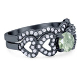 Two Piece Round Natural Stone Art Deco Ring