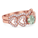 Two Piece Round Natural Stone Art Deco Ring