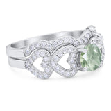 Two Piece Round Natural Stone Art Deco Ring