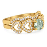 Two Piece Round Natural Stone Art Deco Ring