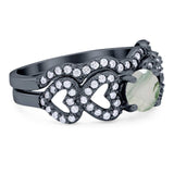 Two Piece Round Natural Stone Art Deco Ring