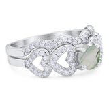 Two Piece Round Natural Stone Art Deco Ring