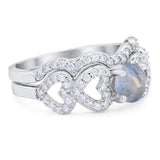 Two Piece Round Natural Stone Art Deco Ring