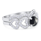 Two Piece Round Natural Stone Art Deco Ring