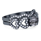 Two Piece Round Natural Stone Art Deco Ring